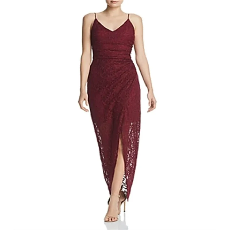 Aqua Women's Glitter Lace Gown Red Lace Gown Glam