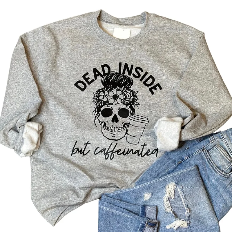 Dead Inside But Caffeinated Crew Basic Hoodie Sweatshirt