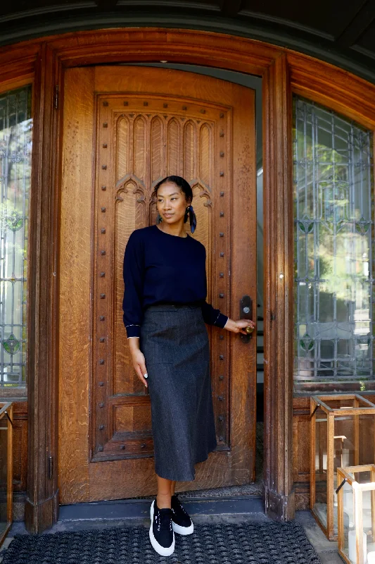 F&H Dark Denim Long Wrap Skirt