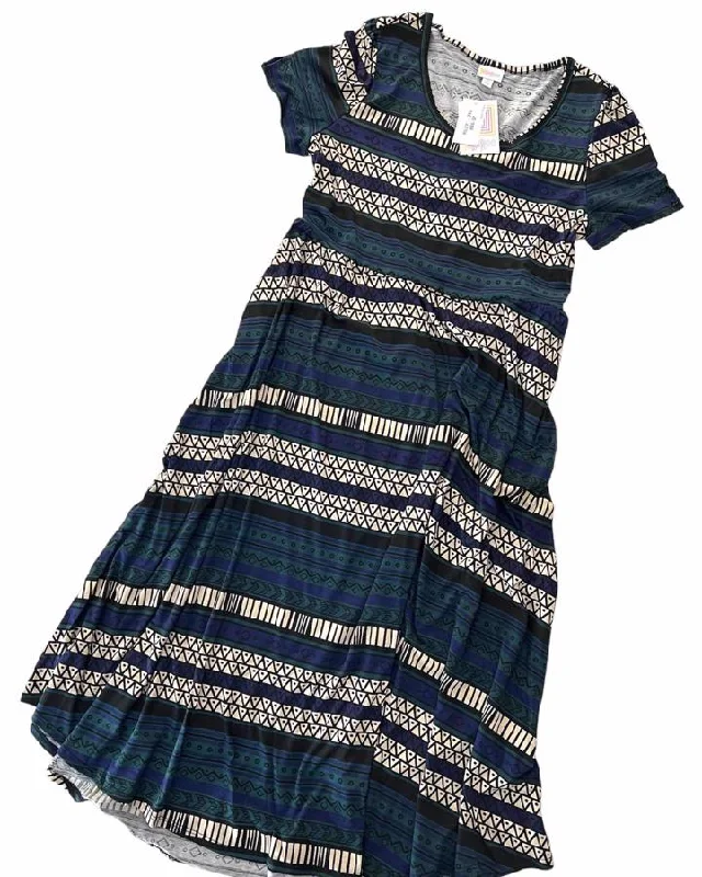 Riley - Black Green Blue Geo Boho Stripe