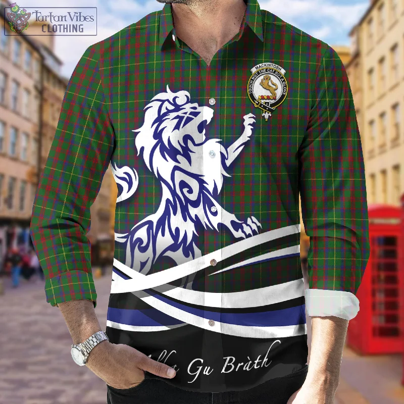 MacKintosh Hunting Tartan Long Sleeve Button Up Shirt with Alba Gu Brath Regal Lion Emblem