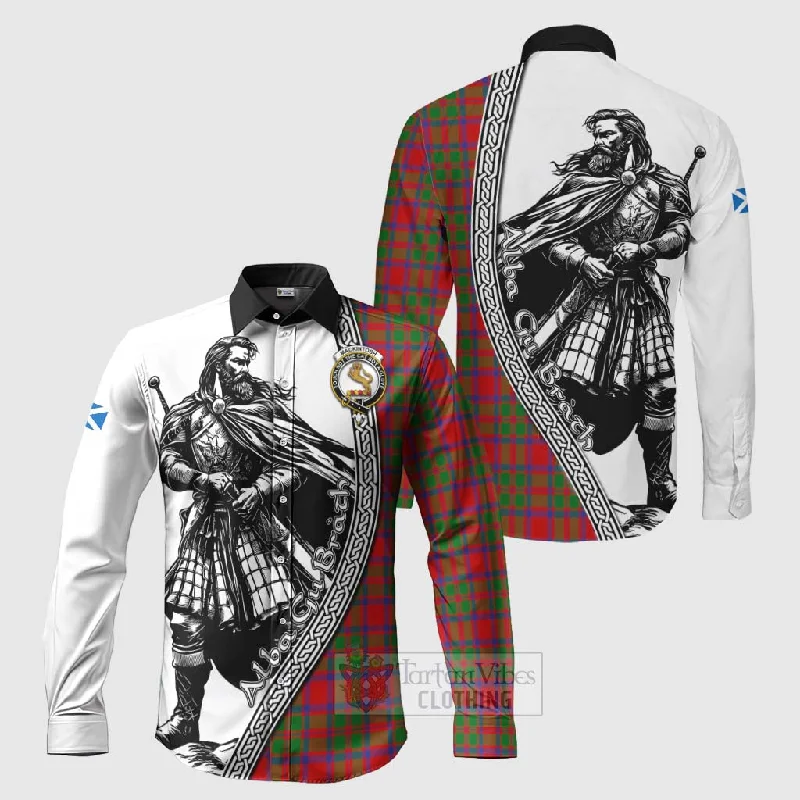 MacKintosh (McKintosh) Tartan Clan Crest Long Sleeve Button Shirt with Highlander Warrior Celtic Style