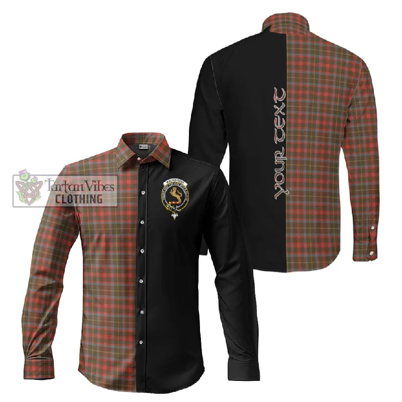 MacKintosh Hunting Weathered Tartan Long Sleeve Button Shirt with Family Crest and Half Of Me Style MacKintosh Hunting Weathered Tartan Long Sleeve Button Shirt with Family Crest and Half Of Me Style