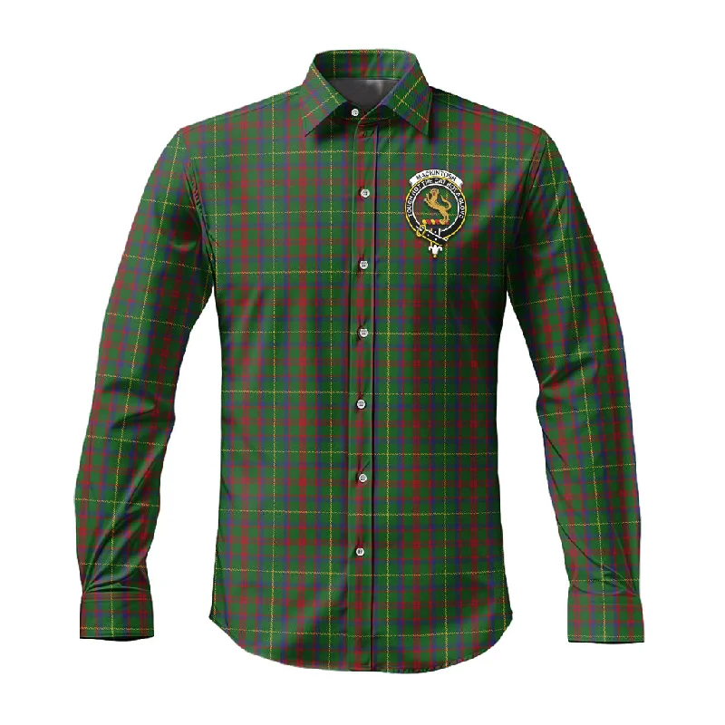 MacKintosh Hunting Tartan Long Sleeve Button Up Shirt with Family Crest
