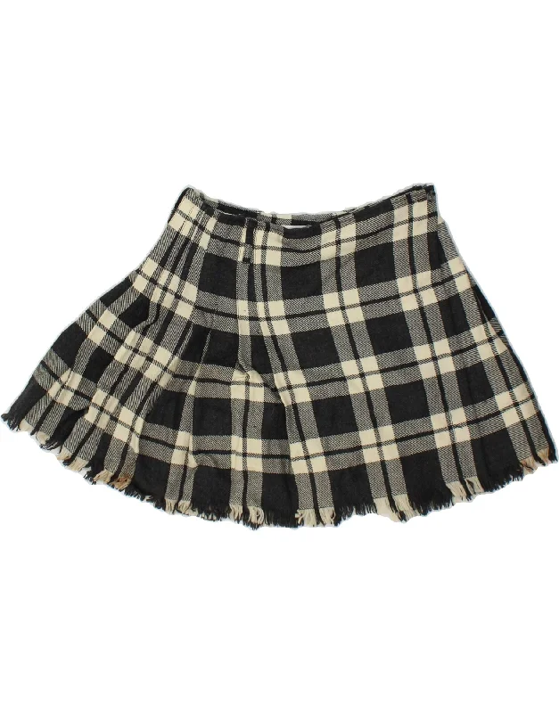 BENETTON Womens Wrap Skirt IT 42 Medium W28 Black Check