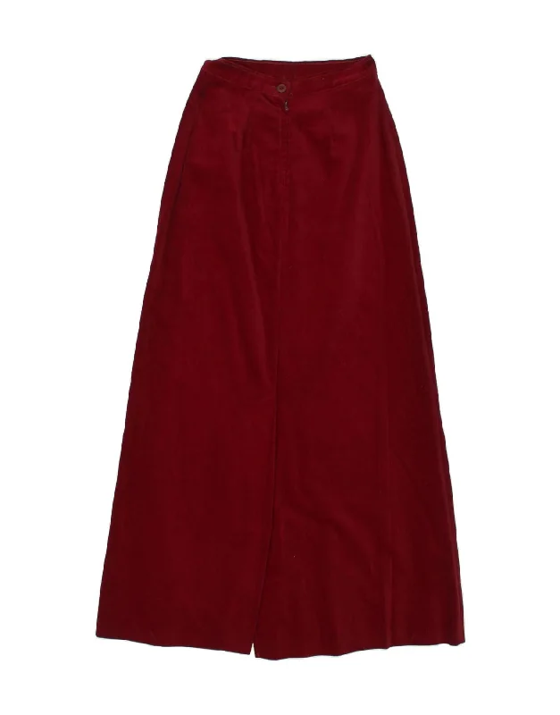 VINTAGE Womens High Waist Maxi Skirt IT 42 Medium W26  Burgundy Acetate