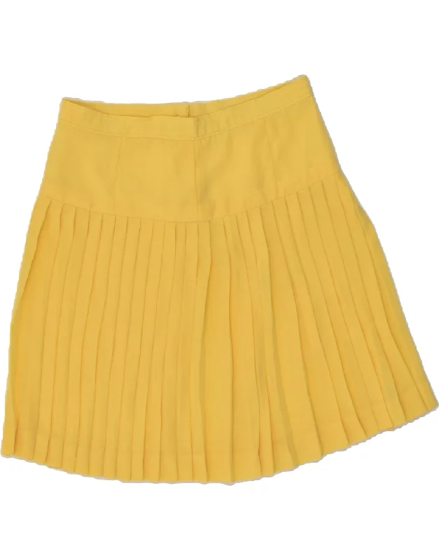 VINTAGE Womens Knife Pleated Skirt W30 Medium Yellow