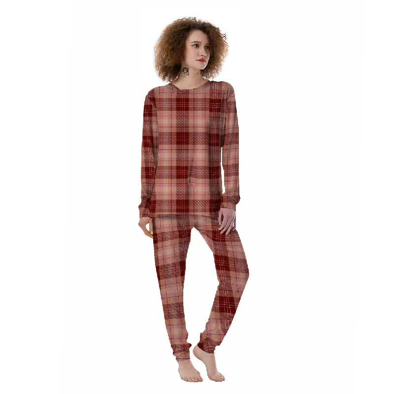Brown Plaid Tartan Women's Pajamas Loungewear pajama sets