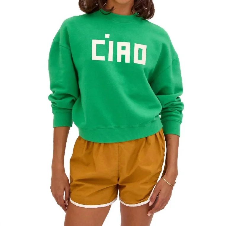 Le Drop Sweater In Green W/ Cream Block Ciao Women's fashion sweaters sale