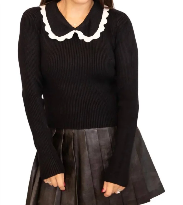 Scalloped Sweater In Black Gucci sweaters