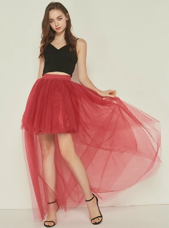 Burgundy Swallowtail Gauze Hi Lo Tutu Skirt Plus size unclassified skirts