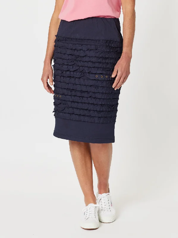 Charlie Cotton Twill Stretch Skirt - Navy Chic unclassified skirts