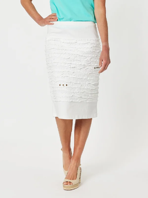 Charlie Stitched Detail Skirt - White Printed unclassified skirts