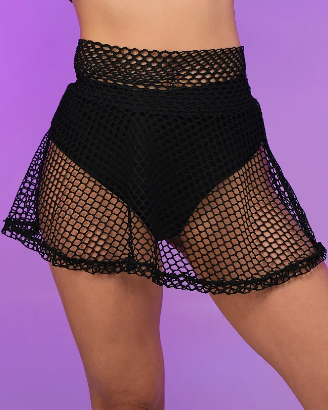 Black Fishnet Skater Skirt Holiday unclassified skirts