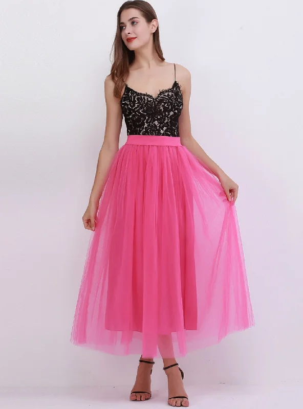 Fuchsia Mesh Tulle Tutu Skirt Striped unclassified skirts