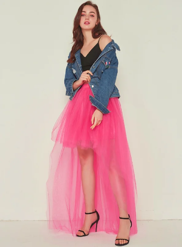 Fuchsia Swallowtail Gauze Hi Lo Tutu Skirt Designer unclassified skirts