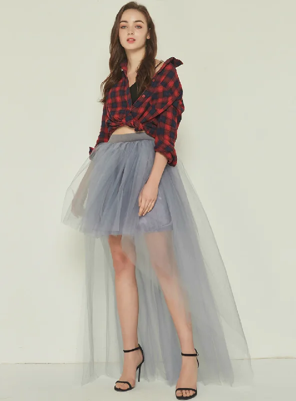 Gray Swallowtail Gauze Hi Lo Tutu Skirt Flowy unclassified skirts