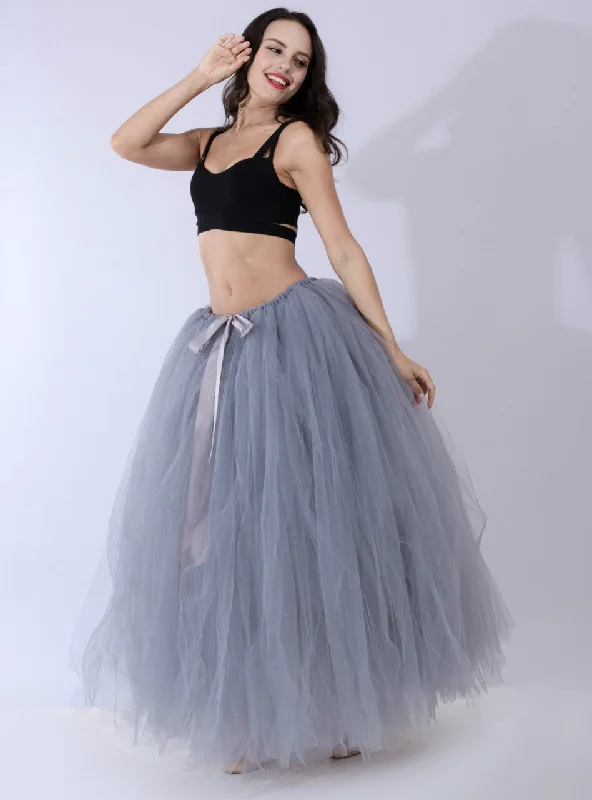Gray Tulle Puff Tutu Skirt Chiffon unclassified skirts
