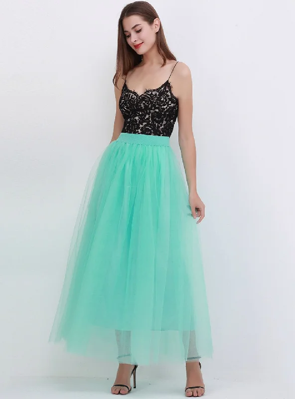 Mint Green Women Tulle Tutu Skirt Embroidered unclassified skirts