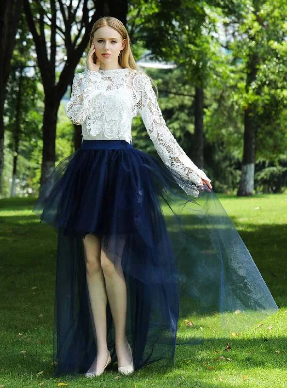 Navy Blue Swallowtail Gauze Tutu Skirt Fashionable unclassified skirts