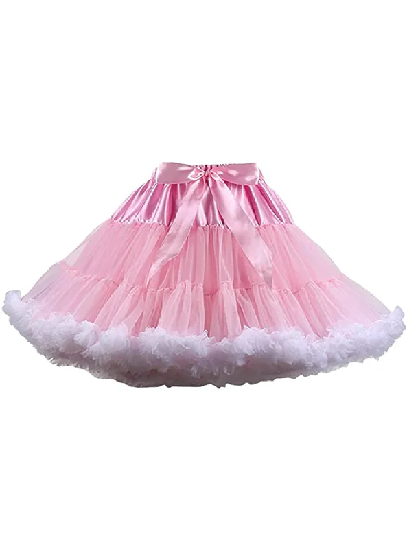 Pink White Puffy Tulle Tutu Skirt Women's unclassified skirts