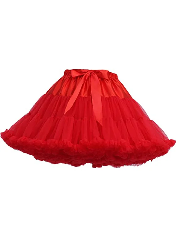 Red Puffy Tulle Tutu Skirt Beach unclassified skirts