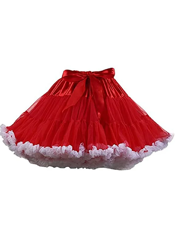 Red White Puffy Tulle Tutu Skirt Stylish unclassified skirts
