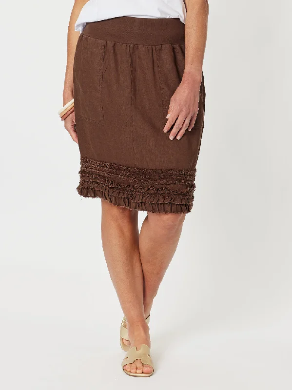 Mimi Linen Ruffle Hem Skirt - Koko Side-tie unclassified skirts