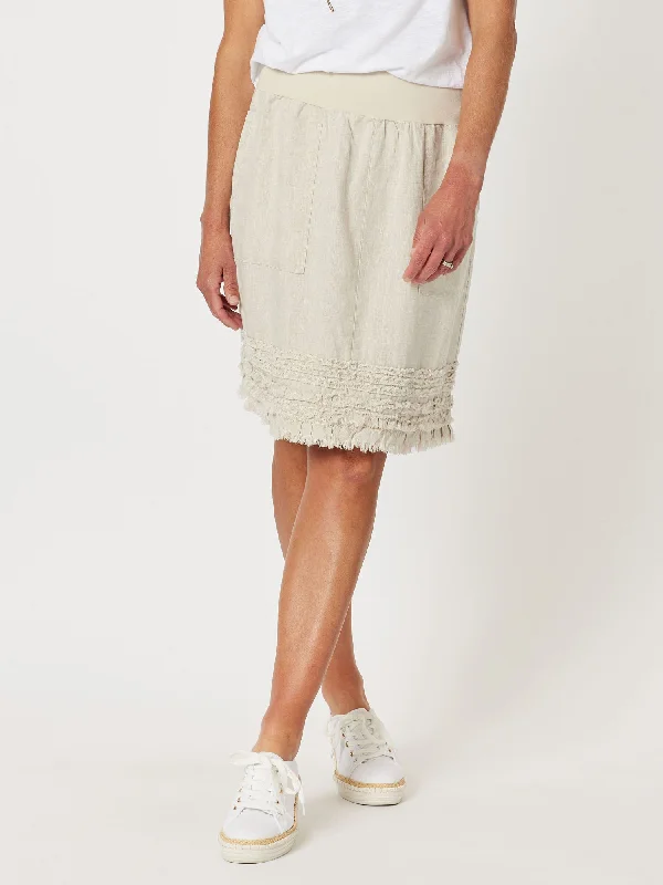 Mimi Linen Ruffle Hem Skirt - Natural Everyday wear unclassified skirts