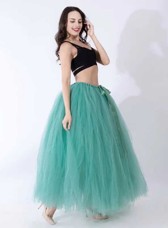 Women Light Green Tulle Puff Tutu Skirt Boho unclassified skirts