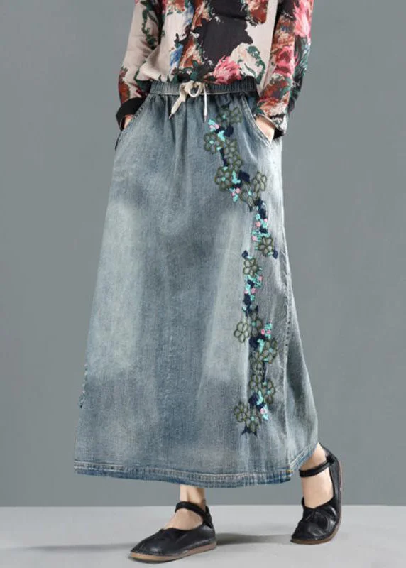 Women Spring Drawstring Hole Embroidery Casual Skirt Fall unclassified skirts