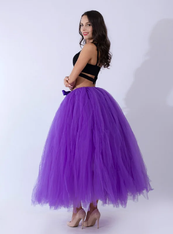 Women's Purple Tulle Puff Tutu Skirt Formal unclassified skirts