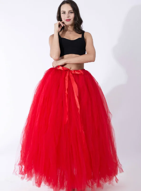 Women's Red Tulle Puff Tutu Skirt Y2K unclassified skirts