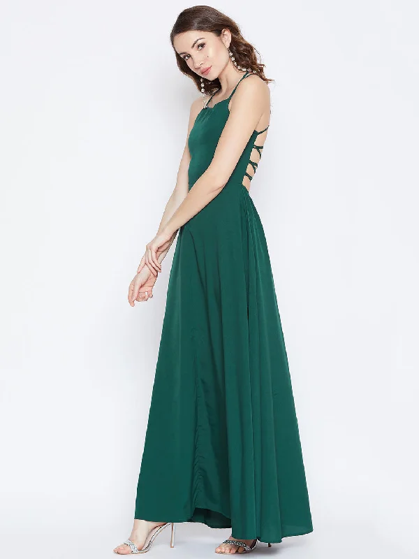 Berrylush Women Solid Green Caged Back Halter Neck Maxi Dress Sleeveless maxi dresses Berrylush Women Solid Green Caged Back Halter Neck Maxi Dress Sleeveless maxi dresses