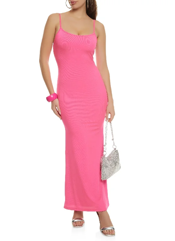 Ribbed Scoop Neck Cami Maxi Dress Corset maxi dresses