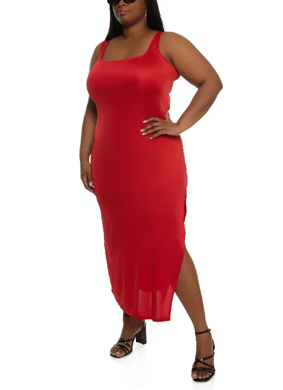 Plus Size Square Neck Sleeveless Maxi Dress Best maxi dresses for petites