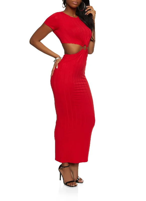 Ribbed O Ring Cut Out Maxi Dress Beach maxi dresses