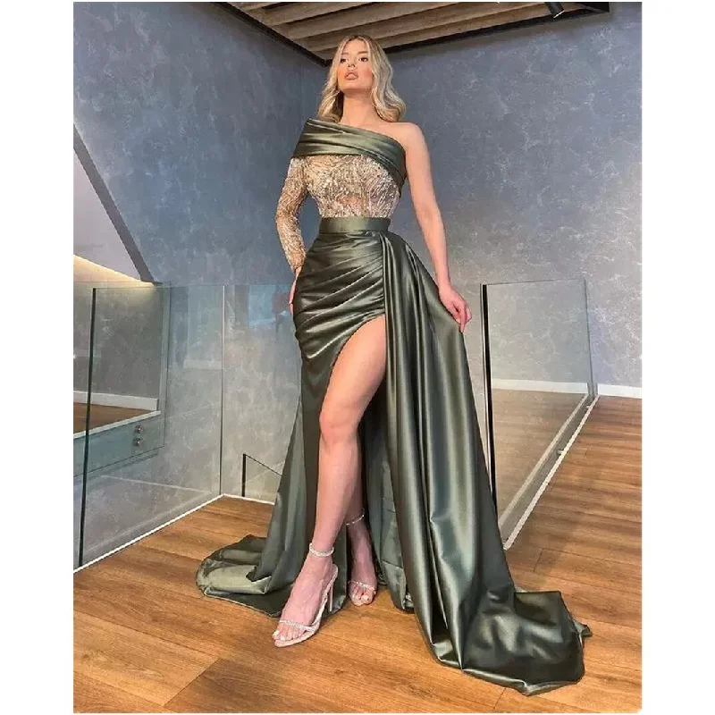 Amy Fashion - Unique Prom One Long Sleeve Mermaid Appliques Side Slit Evening Dress Fashion Nova maxi dresses Amy Fashion - Unique Prom One Long Sleeve Mermaid Appliques Side Slit Evening Dress Fashion Nova maxi dresses