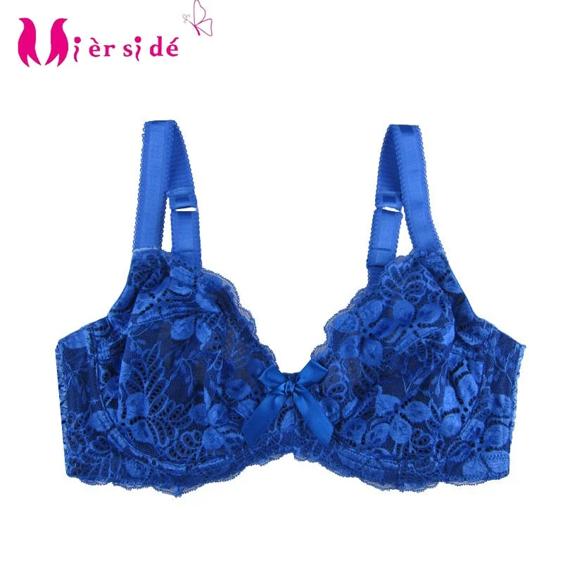Mierside ZBW015 Big Bra Single Breathable Unlined Floral Lace Women Nylon Push Up Bra Bralette Summer Style 32-40C D E F DD DDD Flowy floral dresses
