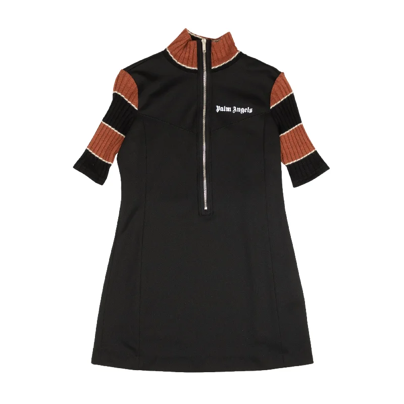 Black Zip Turtleneck Mini Dress Button-down Mini Skirt