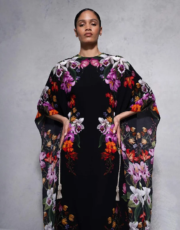 Eloise Crepe Maxi Dress - Painterly Flower Maxi Skirt Chic