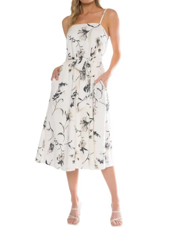 Anita Midi Dress In Natural Front Button Midi