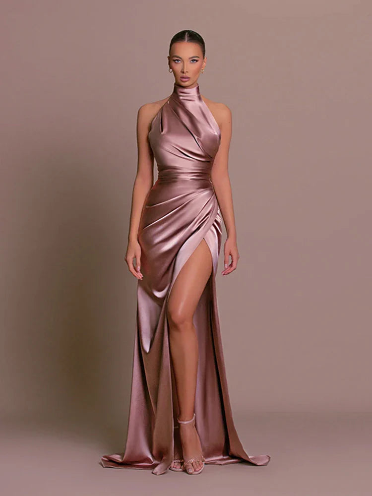 Cleo | Sleek Slit Gown Color block unclassified dresses