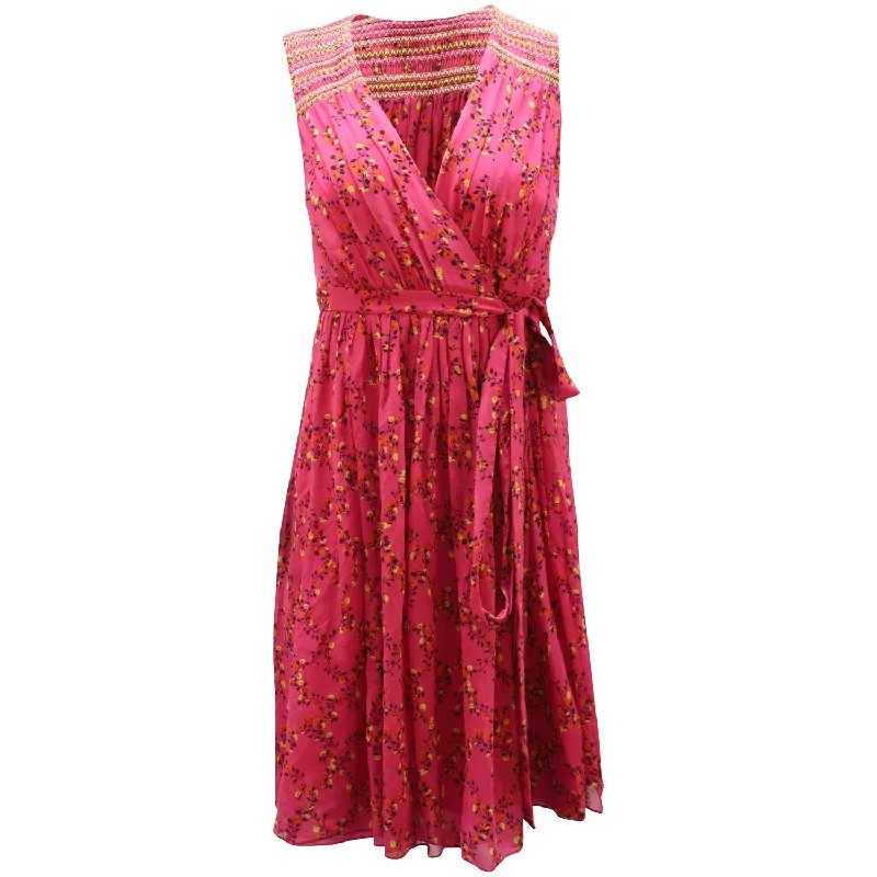 Diane Von Furstenberg Shalamar Print Wrap Dress in Pink Silk Corset unclassified dresses