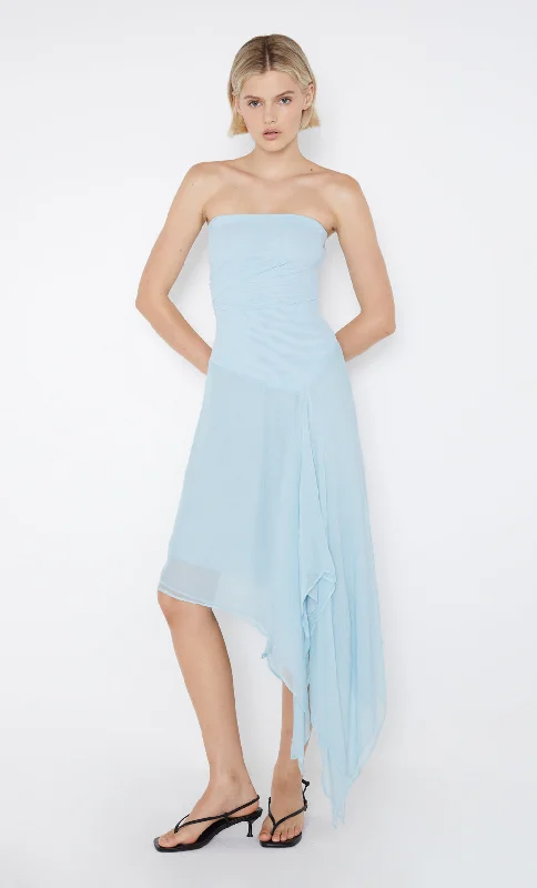 ELZETTE STRAPLESS MIDI DRESS - DOLPHIN BLUE Midi Skirt Fashion