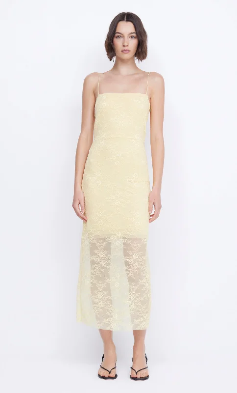 JULIETTE COLUMN MIDI DRESS - BUTTER YELLOW Formal Midi Skirt