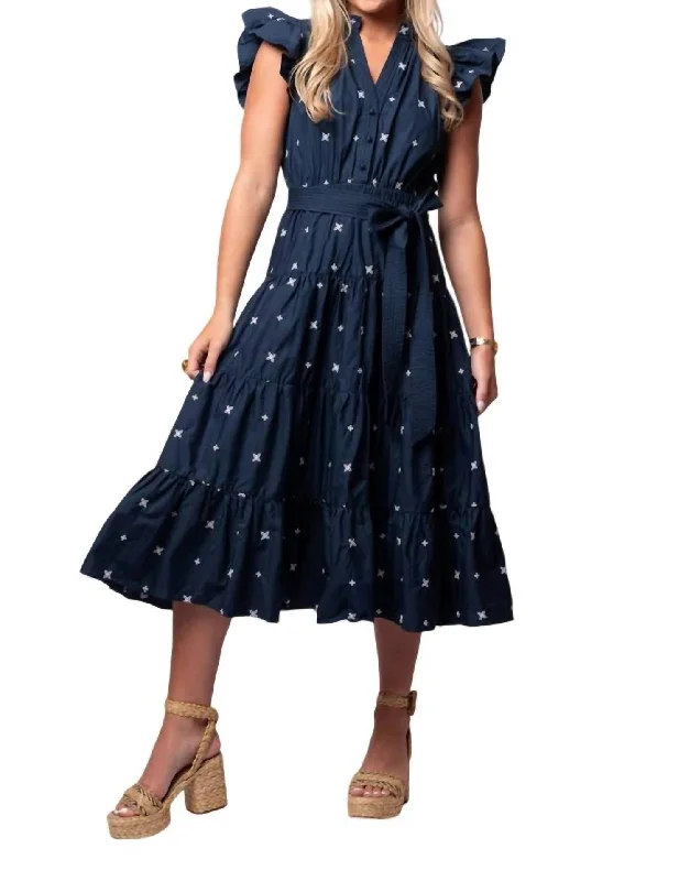 Maya Midi Dress In Navy Midi Skirt Chic