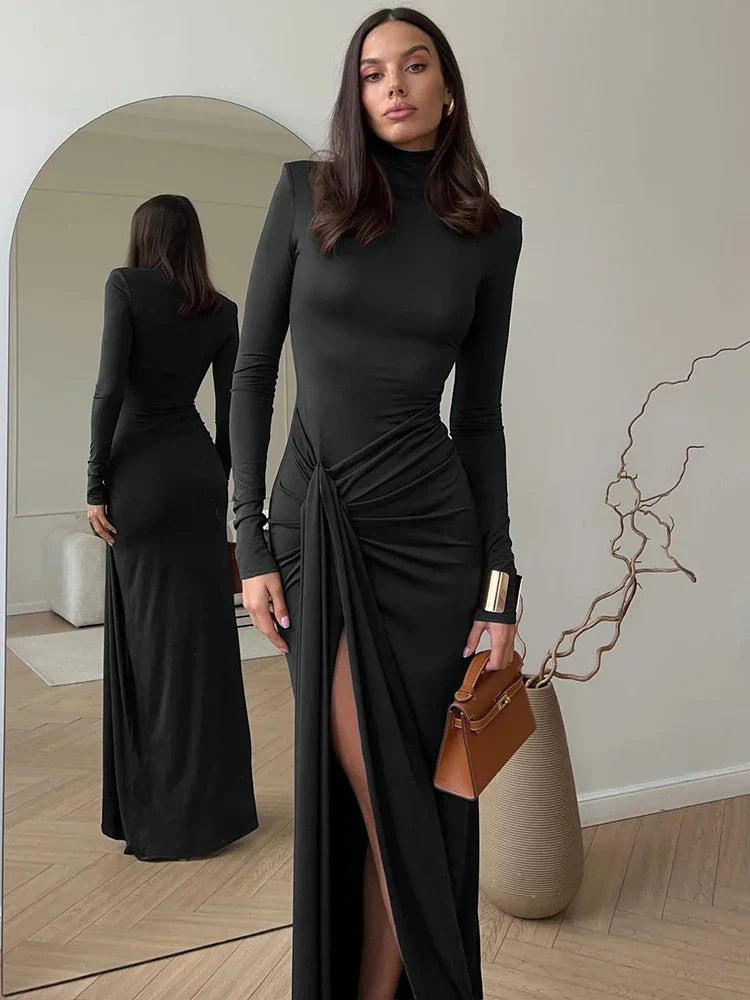 Nyomi | Modern High-Slit Gown Cotton unclassified dresses