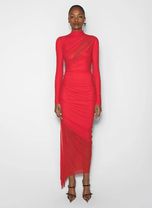 red asymetrical double layered dress Formal unclassified dresses