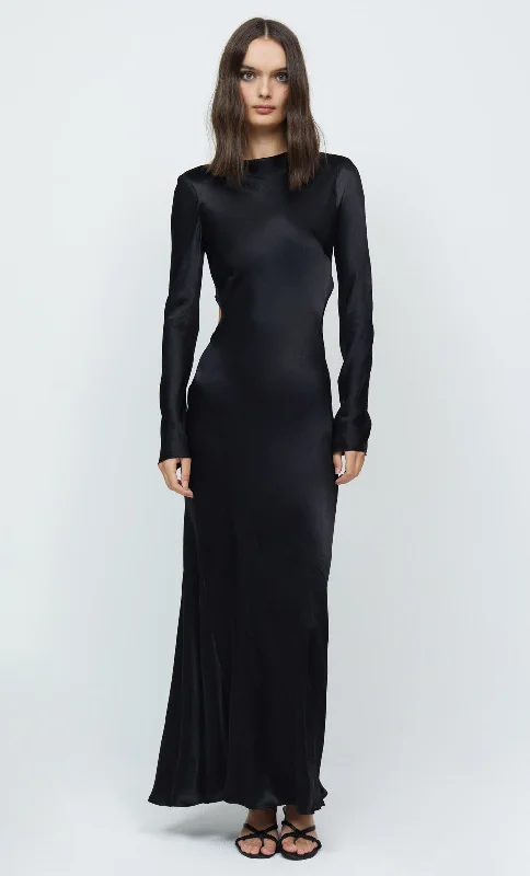 REN L/S MIDI DRESS - BLACK Button Midi Skirt